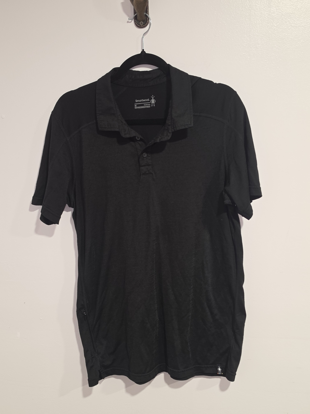 Smartwool. Men's Black Moisture Wicking Performance Polo Shirt Size Medium